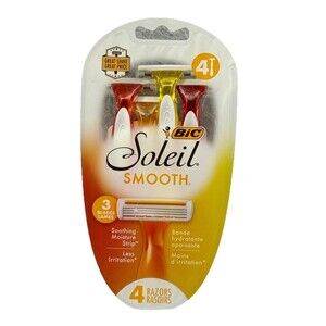 BIC Soleil Smooth Womens Disposable Razors Moisture strip 3 Blade 4 Razor‎ Pack